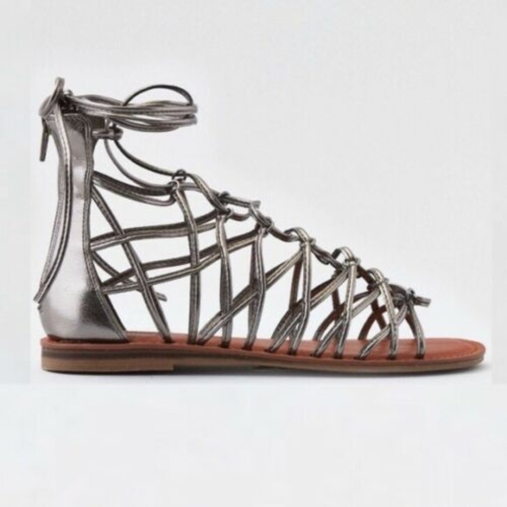 American Eagle Caged Gladiator Sandals 6 Silver